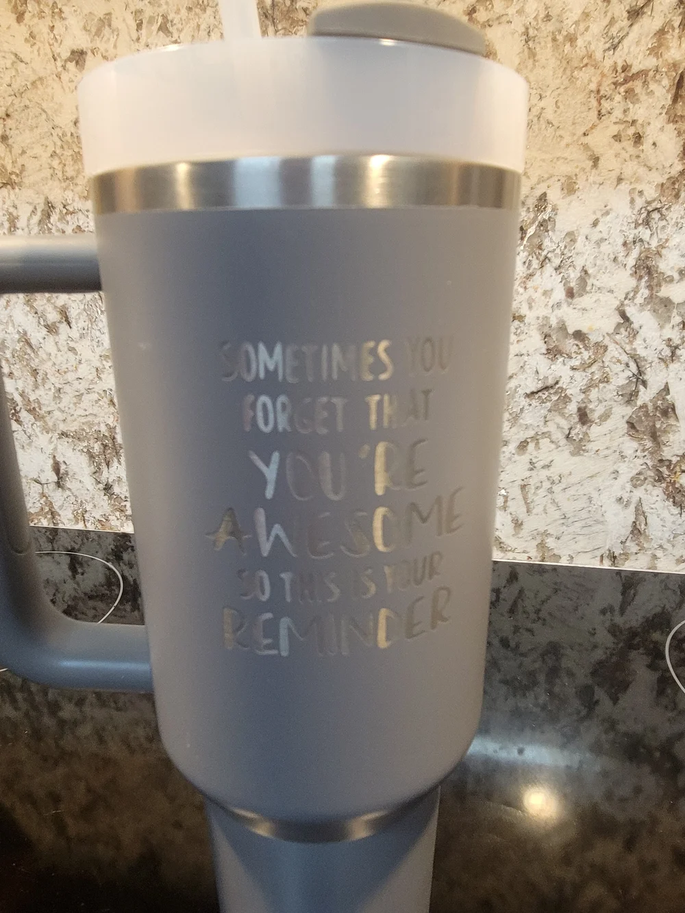 Engraved Stanley Gray Travel Tumbler with Handle & Straw - Picture 2 of 6